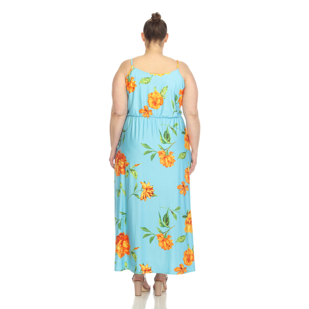 Women's Plus Size Floral Strap Maxi Dress