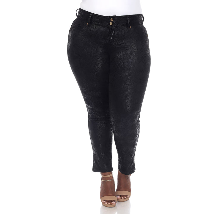 Women's Plus Size Faux Suede Snake Print Pants
