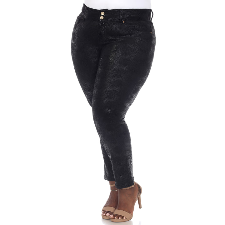 Women's Plus Size Faux Suede Snake Print Pants