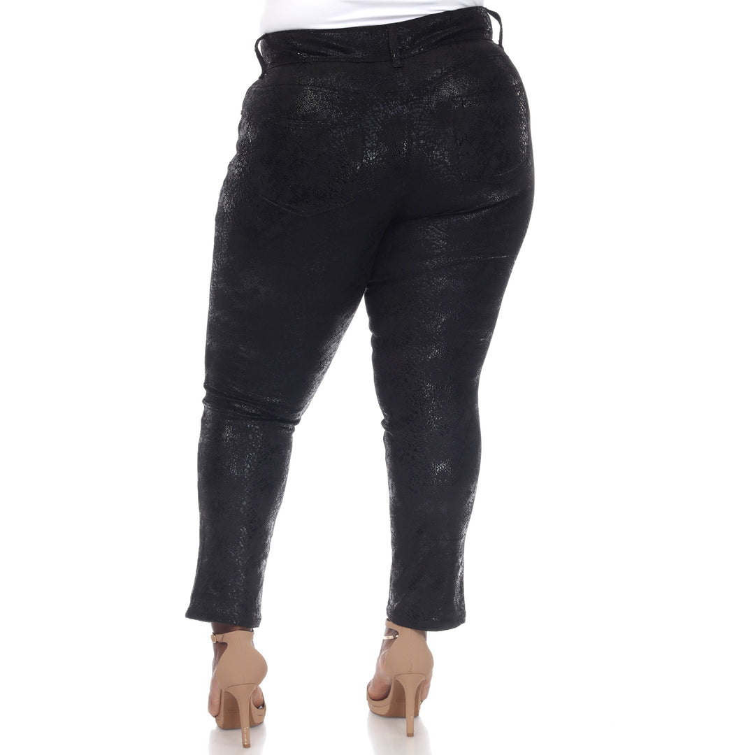 Women's Plus Size Faux Suede Snake Print Pants
