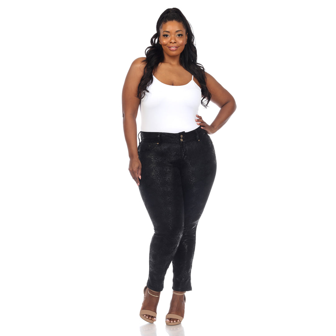 Women's Plus Size Faux Suede Snake Print Pants
