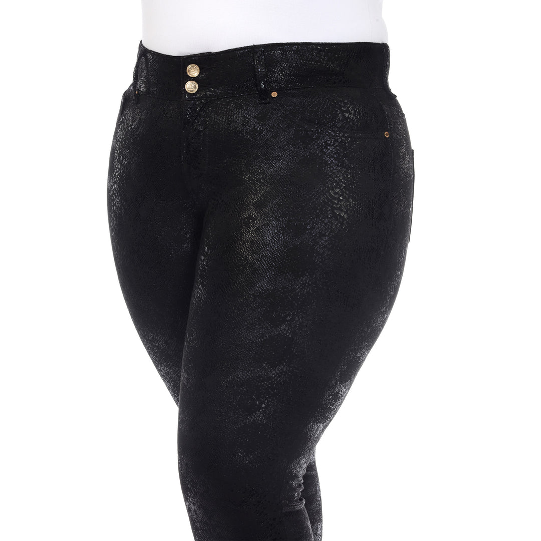 Women's Plus Size Faux Suede Snake Print Pants