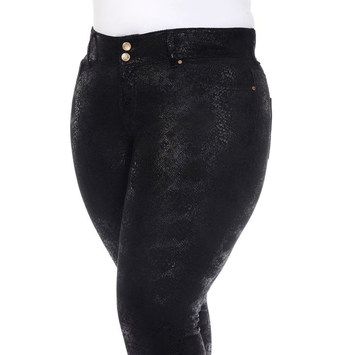 Women's Plus Size Faux Suede Snake Print Pants
