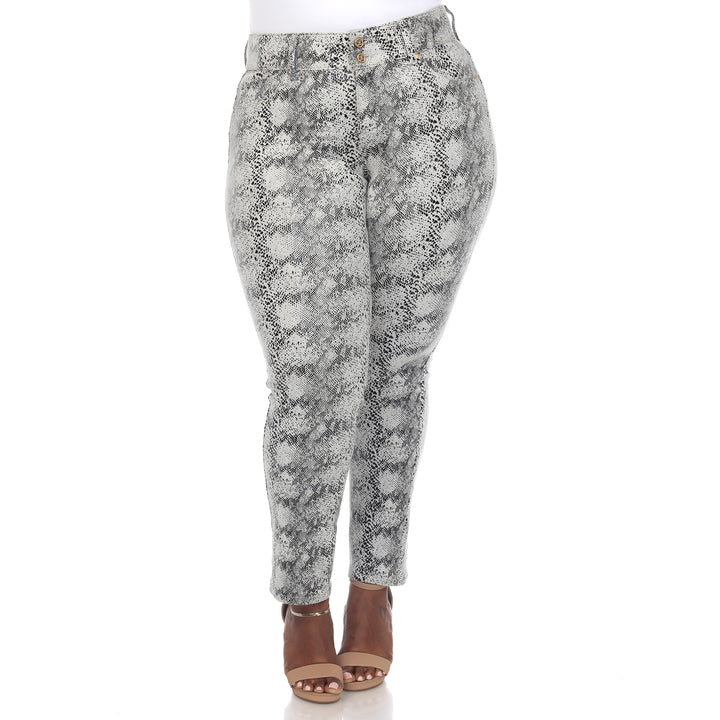 Women's Plus Size Faux Suede Snake Print Pants