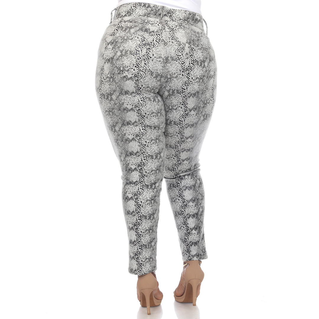 Women's Plus Size Faux Suede Snake Print Pants