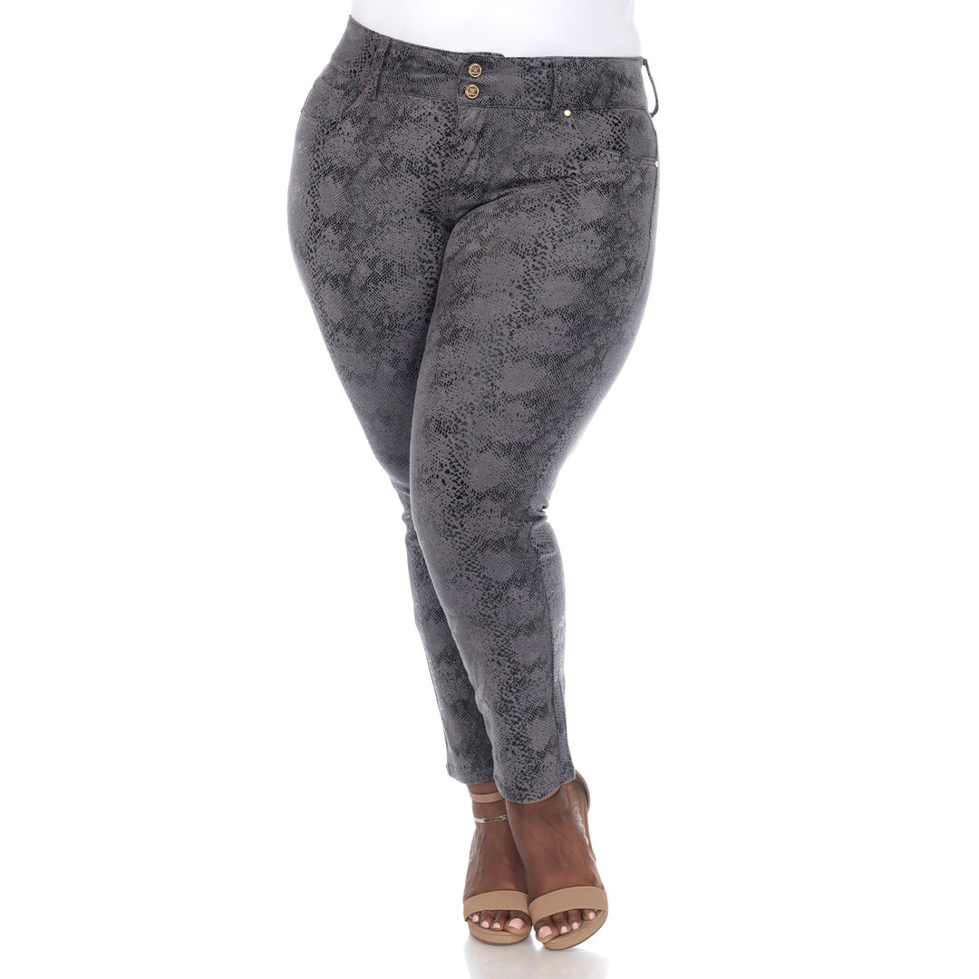 Women's Plus Size Faux Suede Snake Print Pants