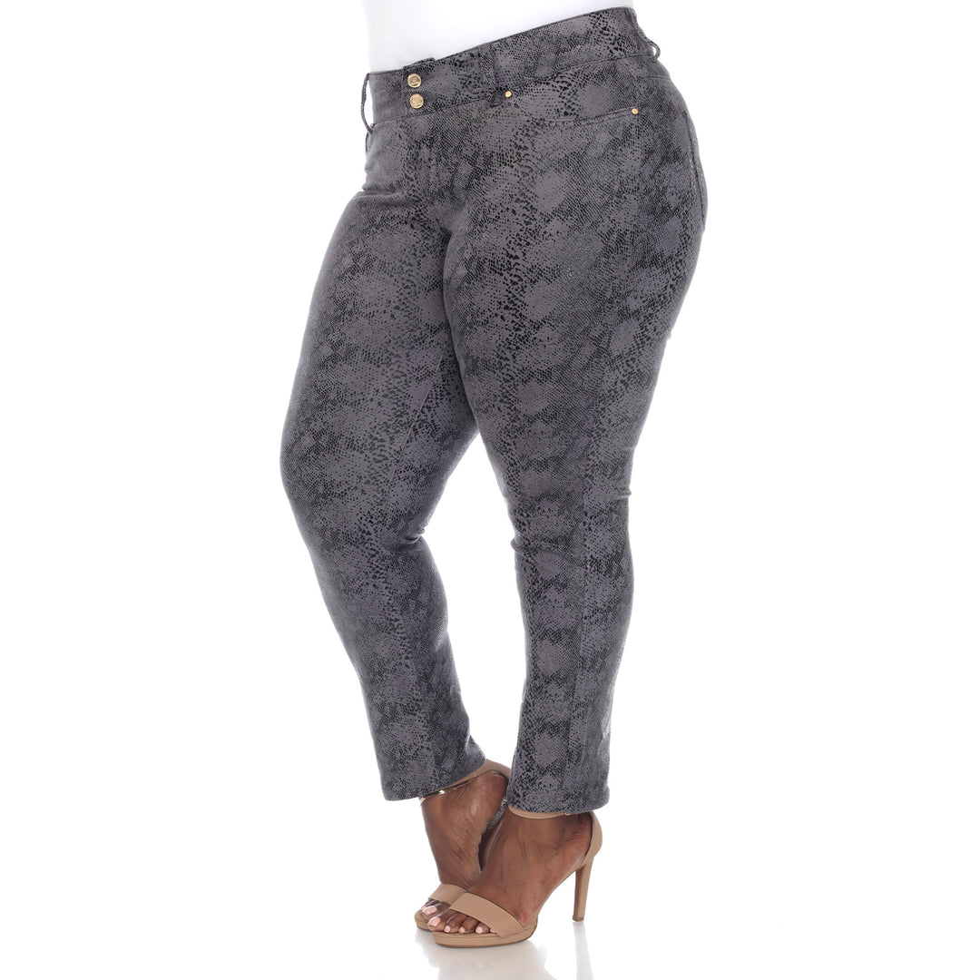 Women's Plus Size Faux Suede Snake Print Pants