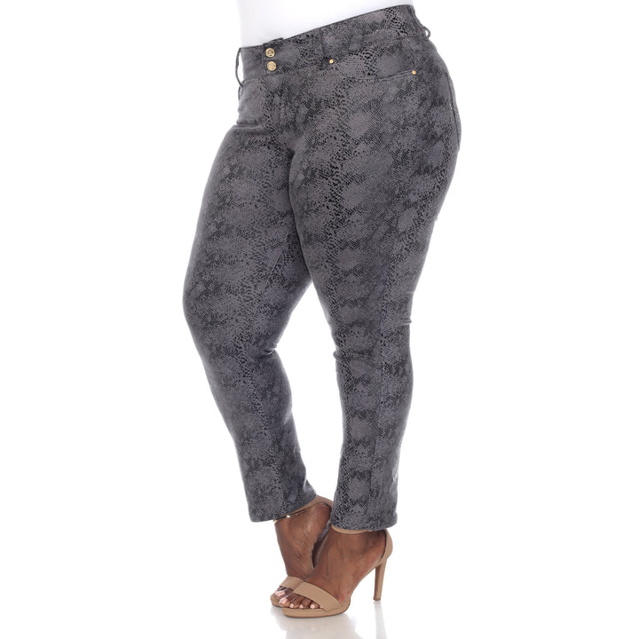 Women's Plus Size Faux Suede Snake Print Pants