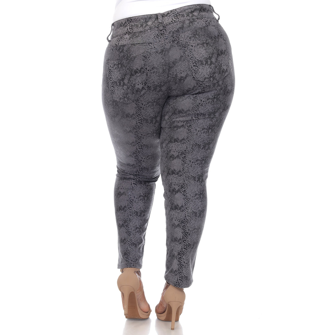Women's Plus Size Faux Suede Snake Print Pants