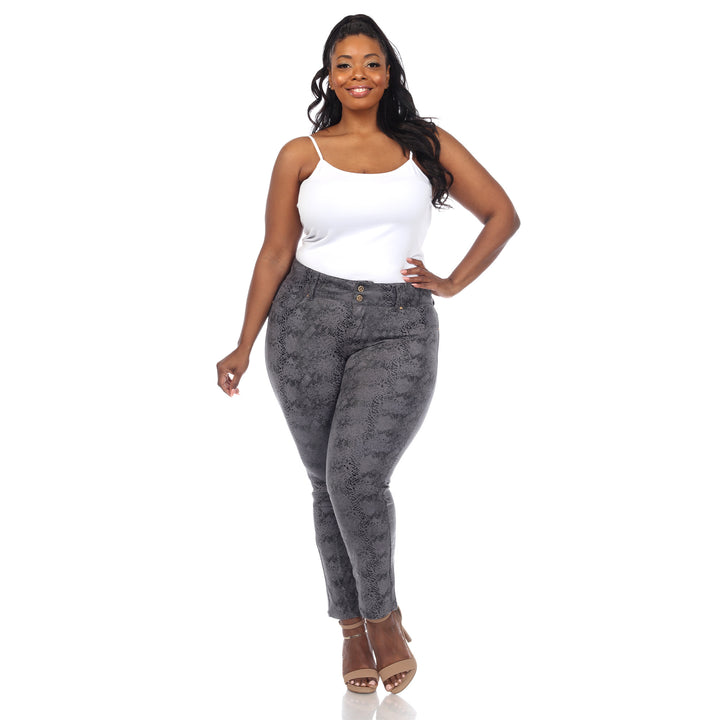 Women's Plus Size Faux Suede Snake Print Pants
