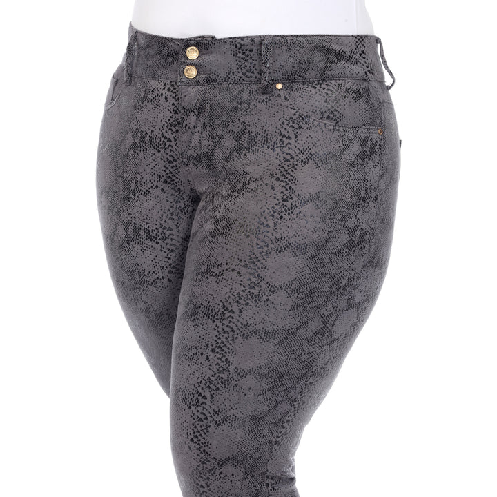 Women's Plus Size Faux Suede Snake Print Pants