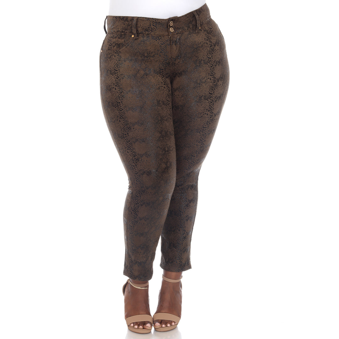 Women's Plus Size Faux Suede Snake Print Pants