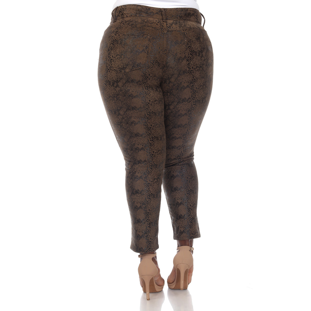 Women's Plus Size Faux Suede Snake Print Pants