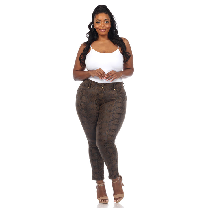Women's Plus Size Faux Suede Snake Print Pants