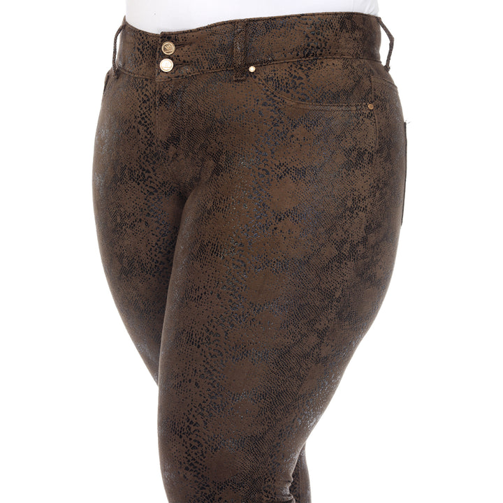 Women's Plus Size Faux Suede Snake Print Pants