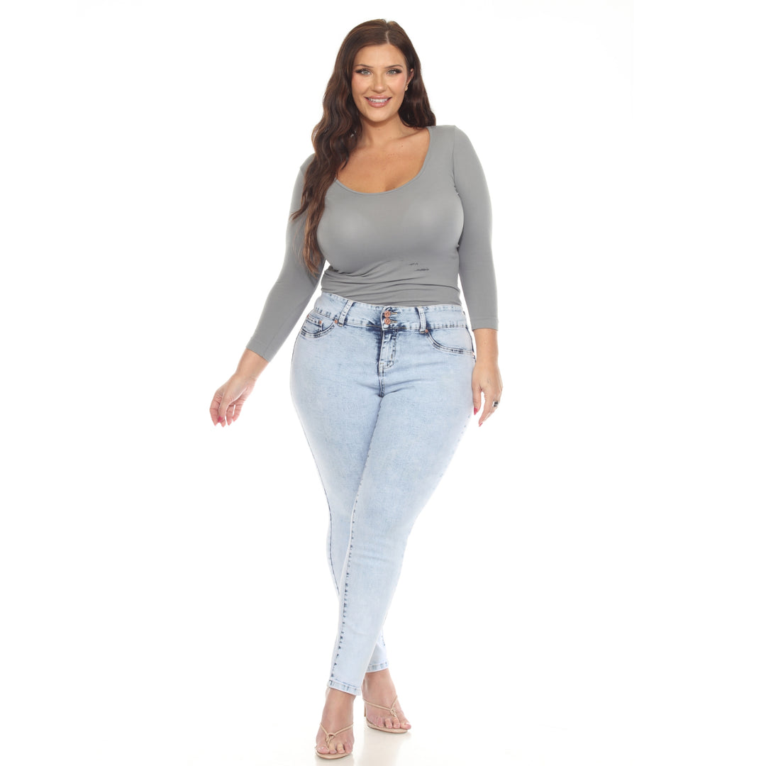Plus Size Acid Wash Denim Jeans