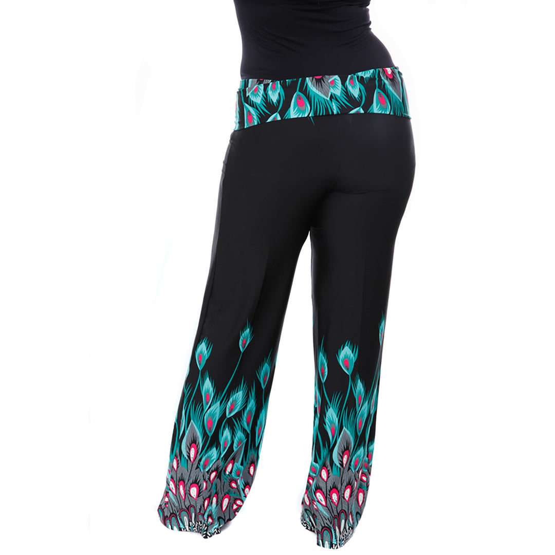 Women's Plus Size Peacock Print Palazzo Pants