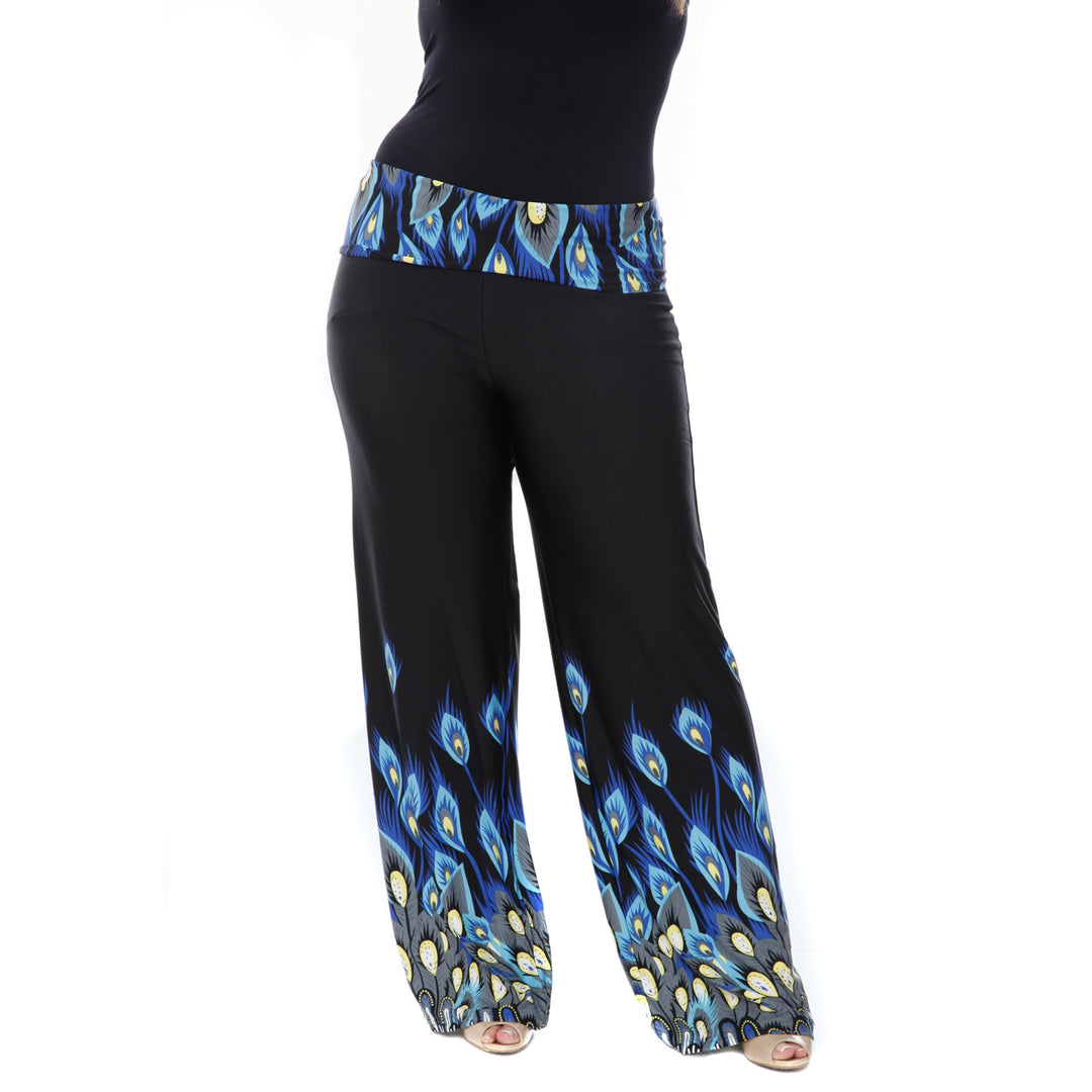 Women's Plus Size Peacock Print Palazzo Pants