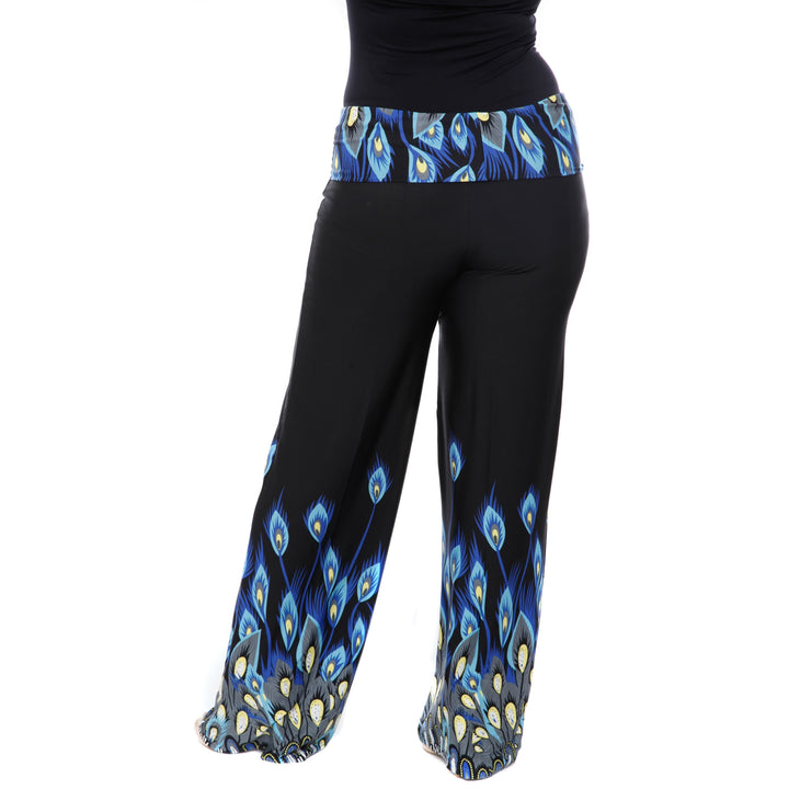 Women's Plus Size Peacock Print Palazzo Pants