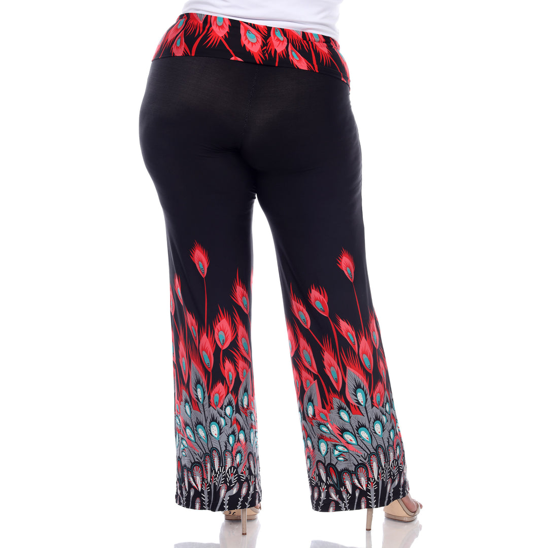 Women's Plus Size Peacock Print Palazzo Pants