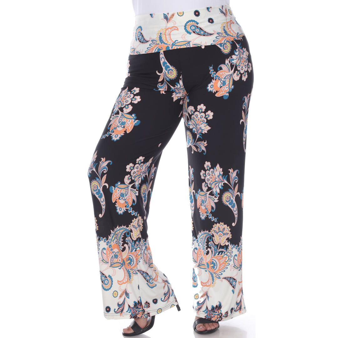 Women's Plus Size Floral Paisley Printed Palazzo Pants