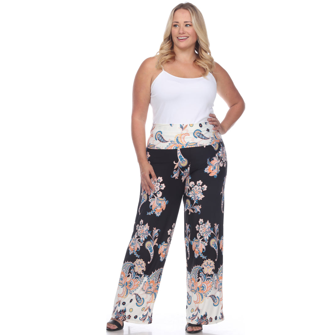 Women's Plus Size Floral Paisley Printed Palazzo Pants