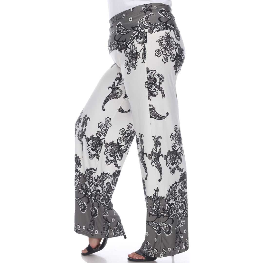 Women's Plus Size Floral Paisley Printed Palazzo Pants