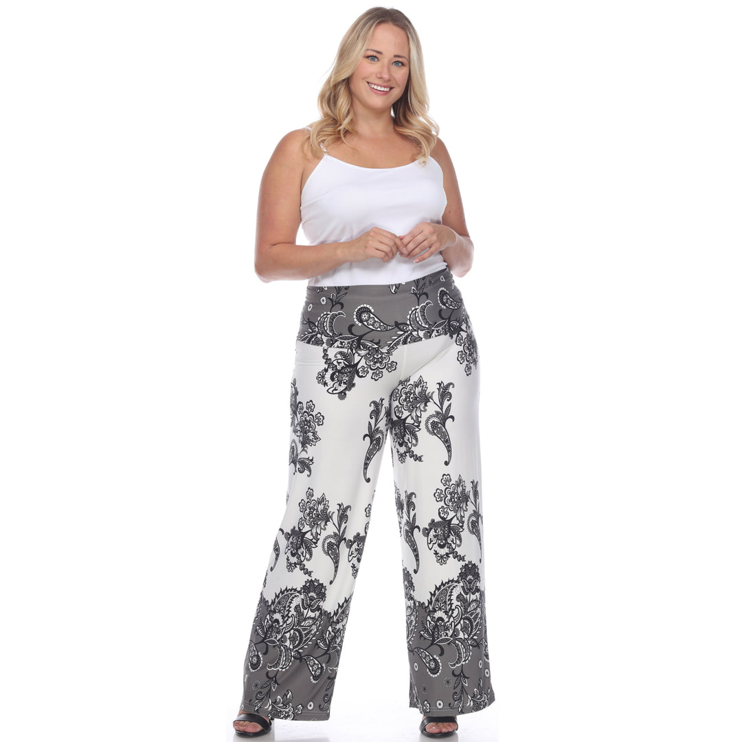 Women's Plus Size Floral Paisley Printed Palazzo Pants