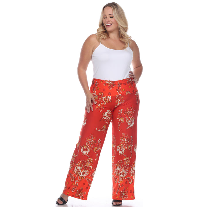 Women's Plus Size Floral Paisley Printed Palazzo Pants