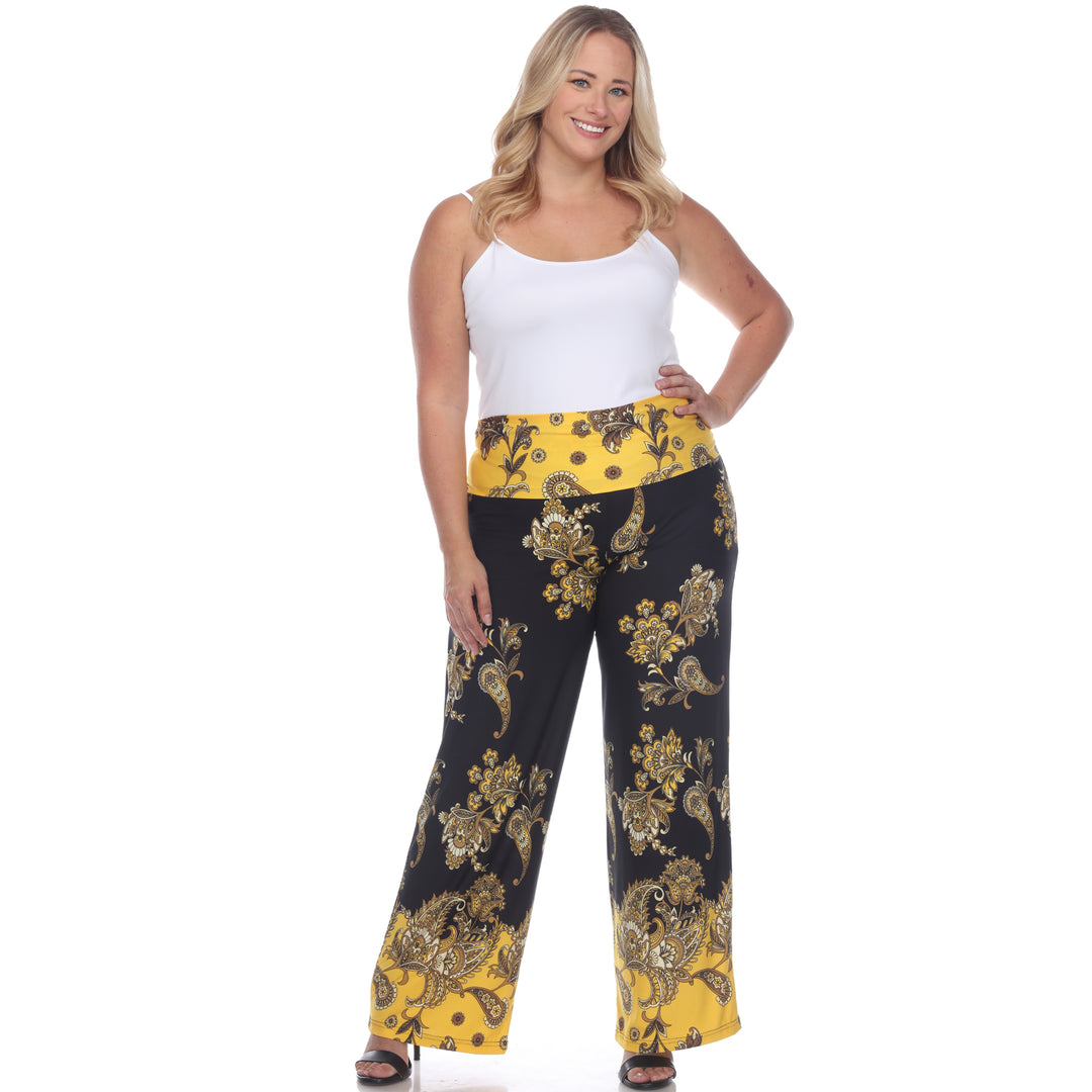 Women's Plus Size Floral Paisley Printed Palazzo Pants