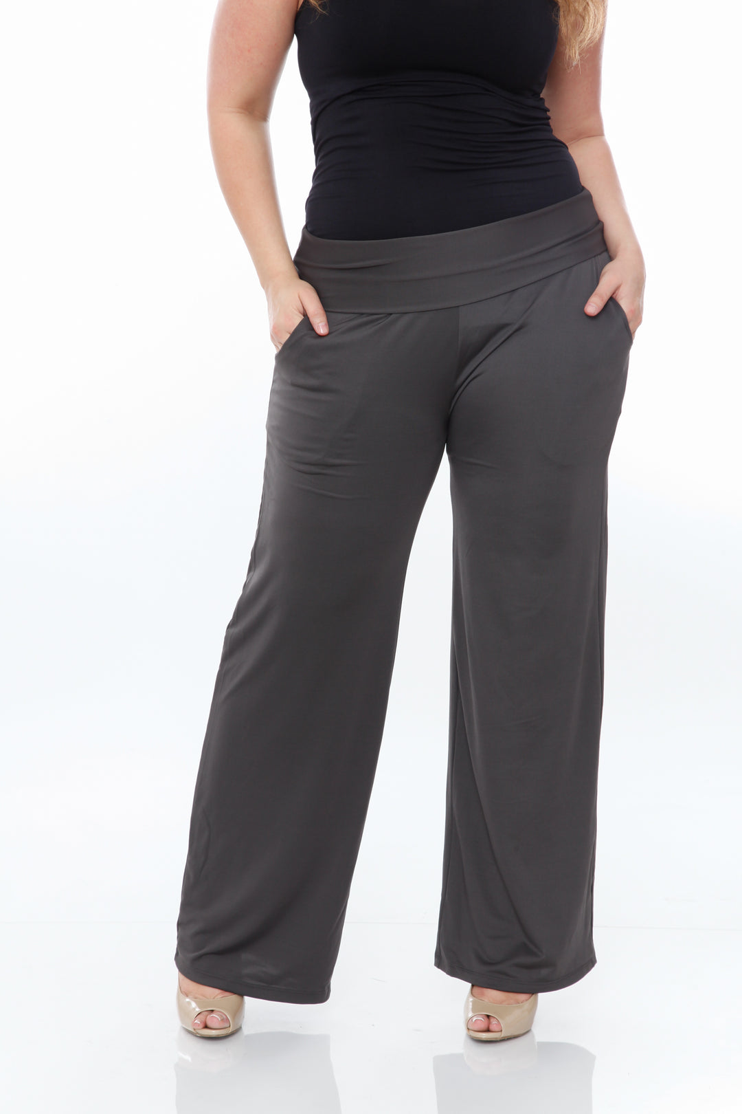 Women's Plus Size Solid Palazzo Pants