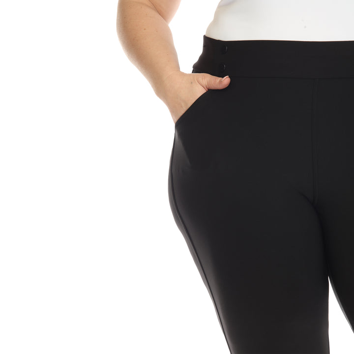Women's Plus Size Super Soft Elastic Waistband Scuba Pants