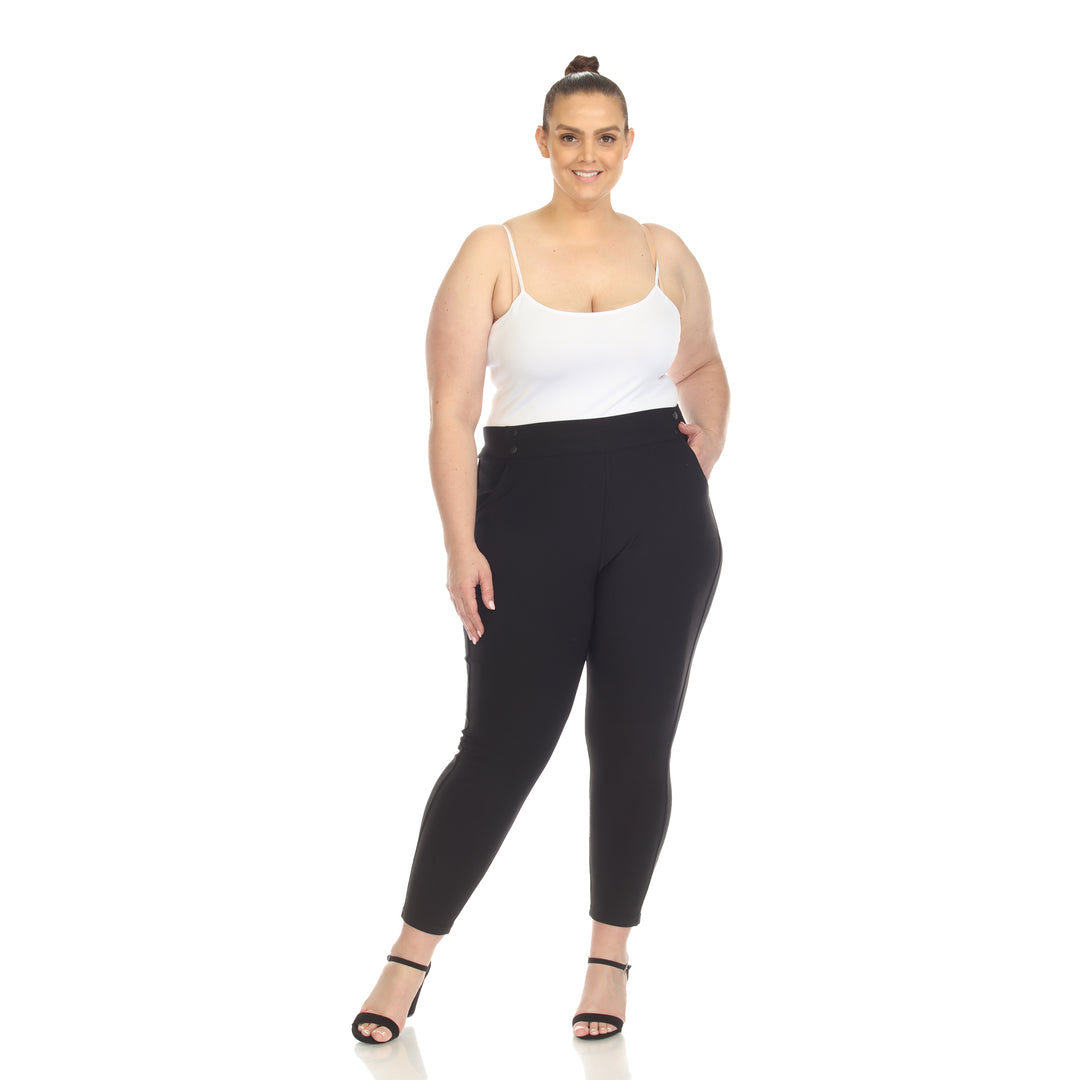 Women's Plus Size Super Soft Elastic Waistband Scuba Pants