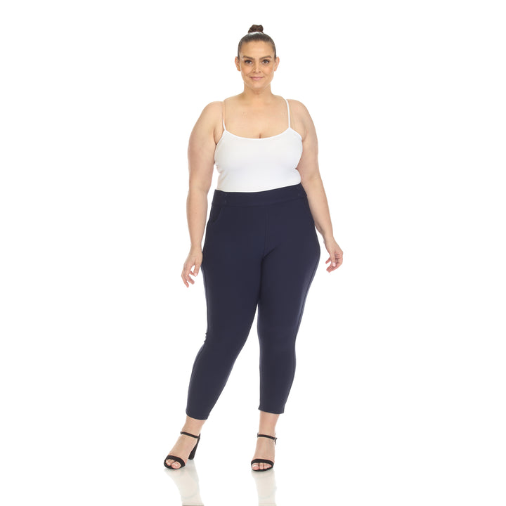 Women's Plus Size Super Soft Elastic Waistband Scuba Pants