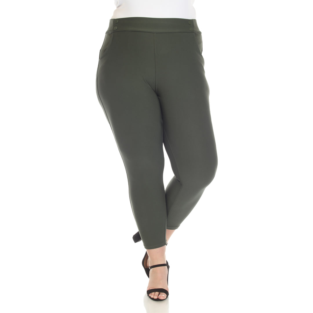 Women's Plus Size Super Soft Elastic Waistband Scuba Pants
