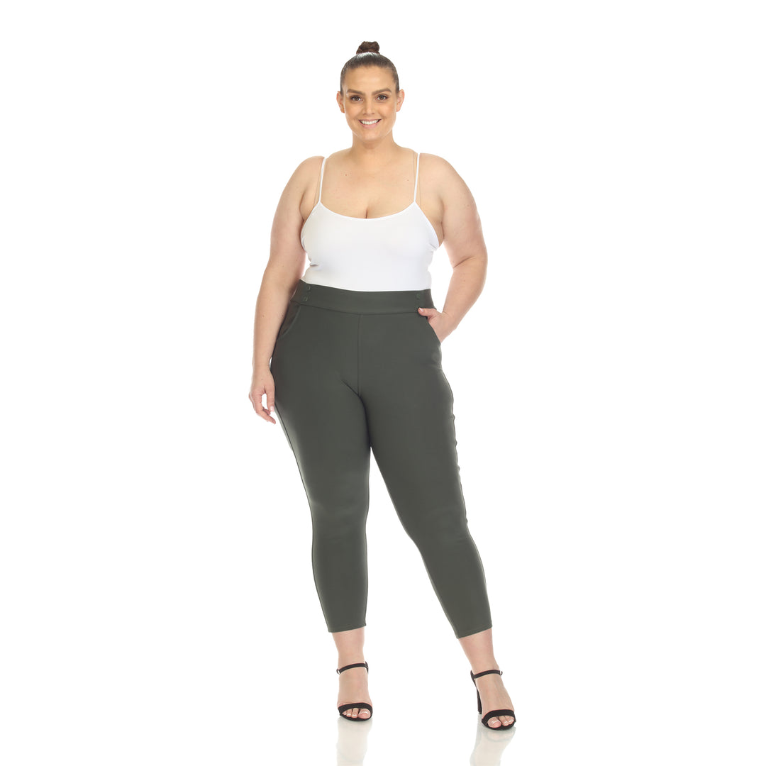 Women's Plus Size Super Soft Elastic Waistband Scuba Pants