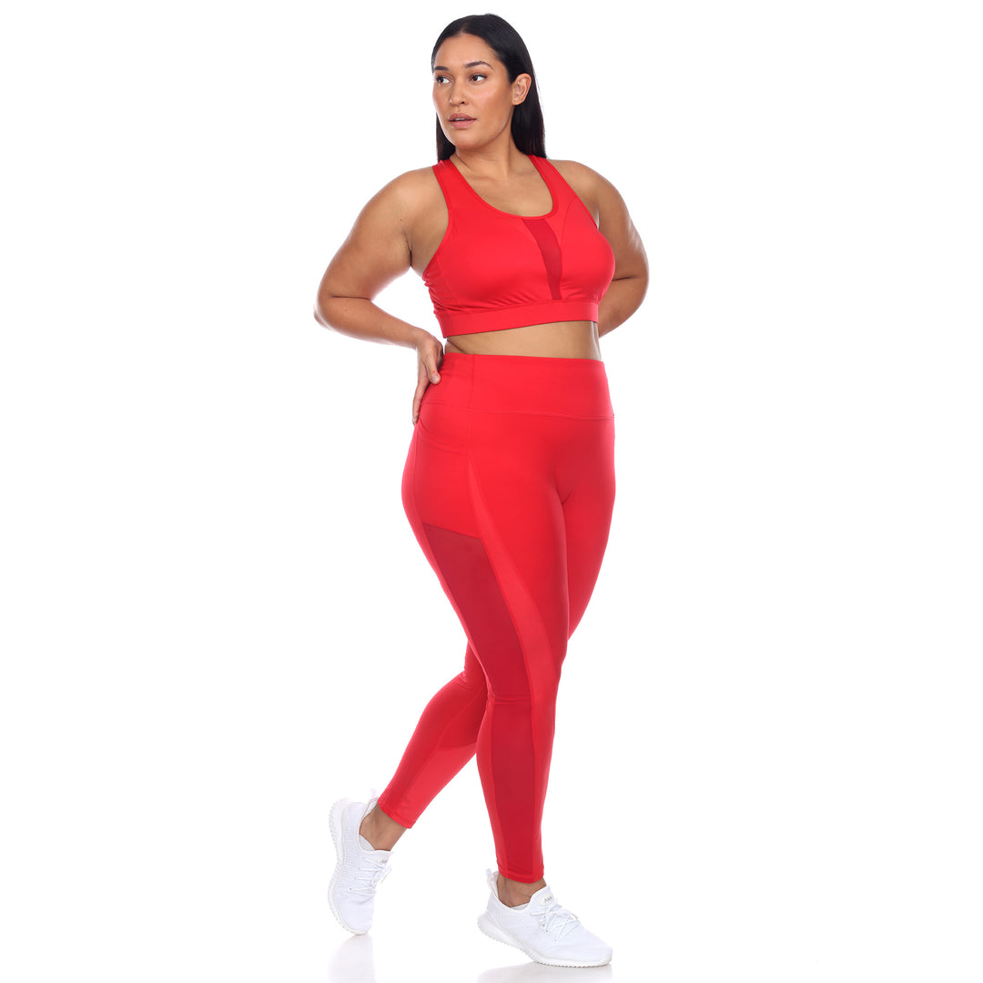 Plus Size High-Waist Mesh Fitness Leggings