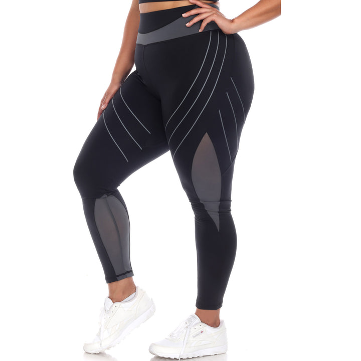 Plus Size High-Waist Reflective Piping Fitness Leggings