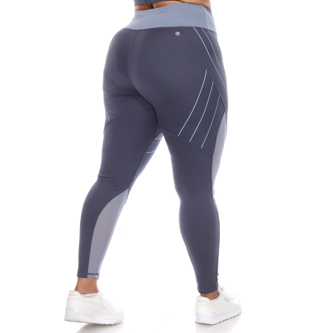 Plus Size High-Waist Reflective Piping Fitness Leggings