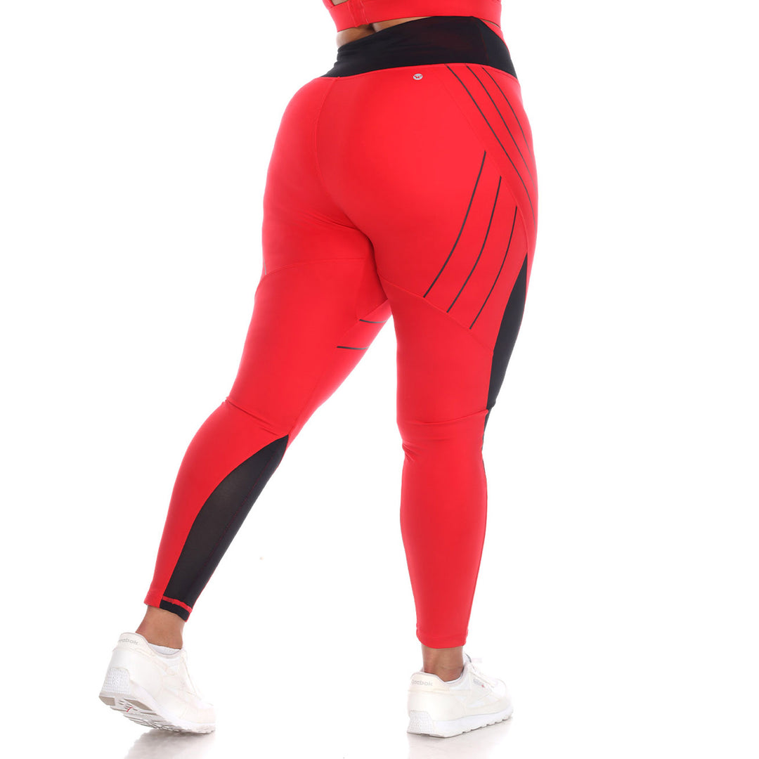 Plus Size High-Waist Reflective Piping Fitness Leggings