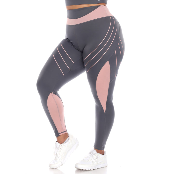 Plus Size High-Waist Reflective Piping Fitness Leggings