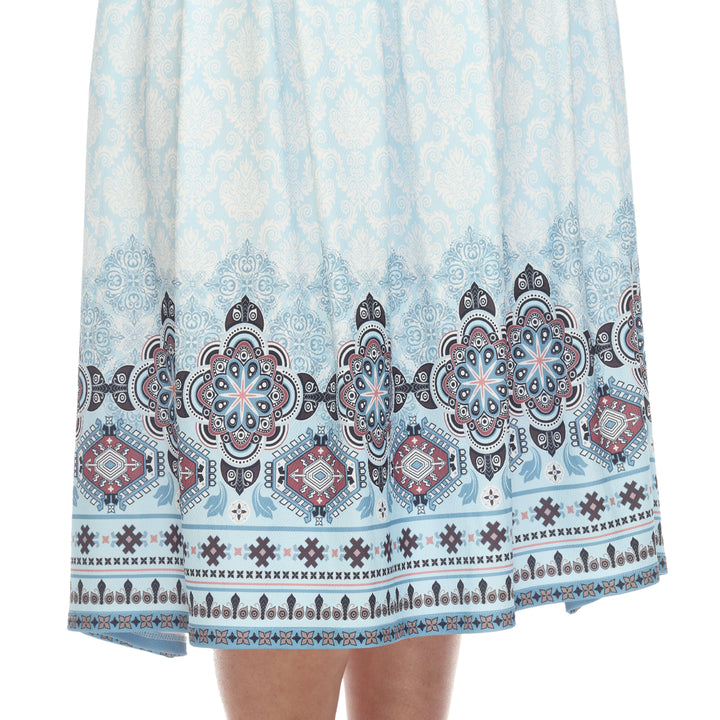 Plus Size Pleated Skirt with Border Prints