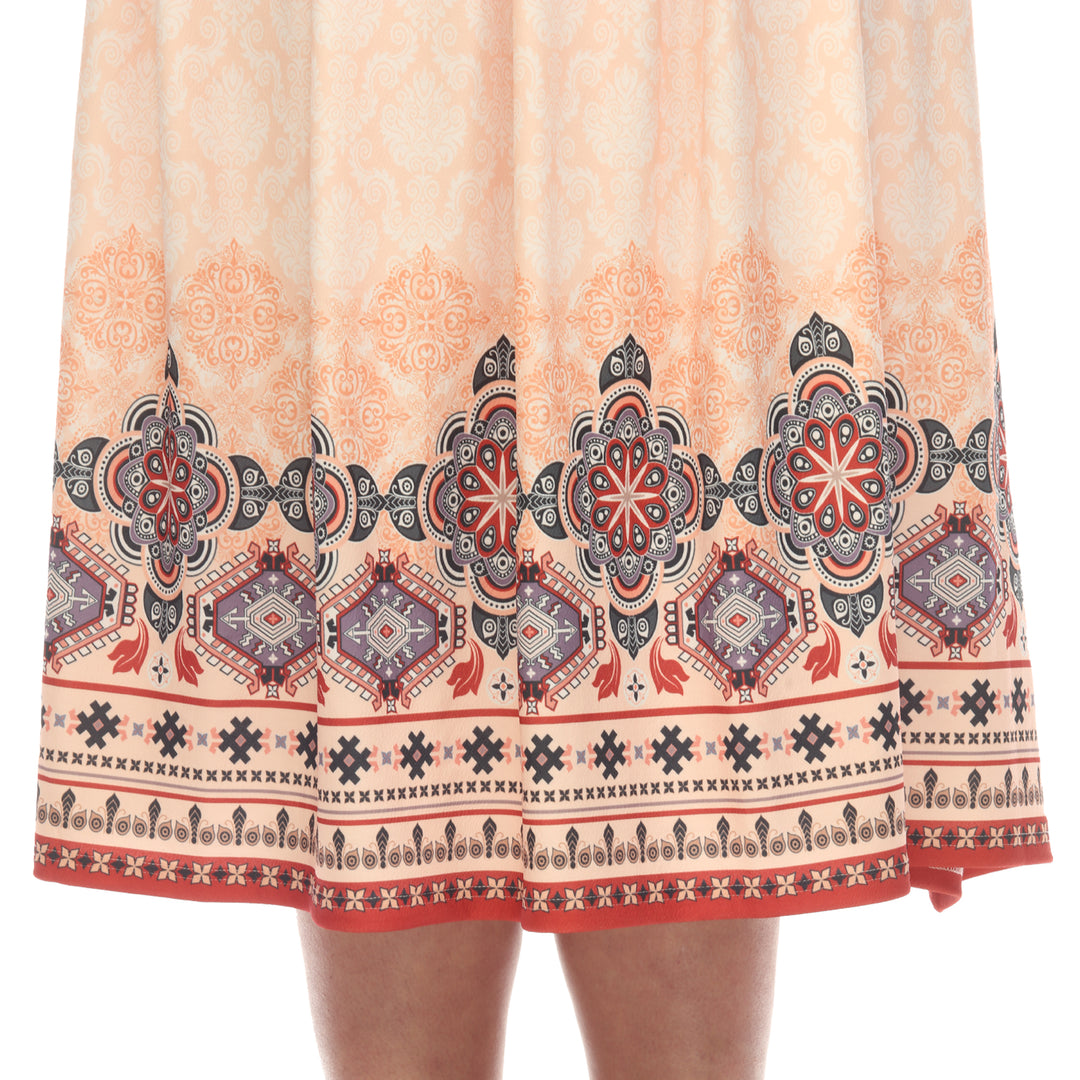 Plus Size Pleated Skirt with Border Prints