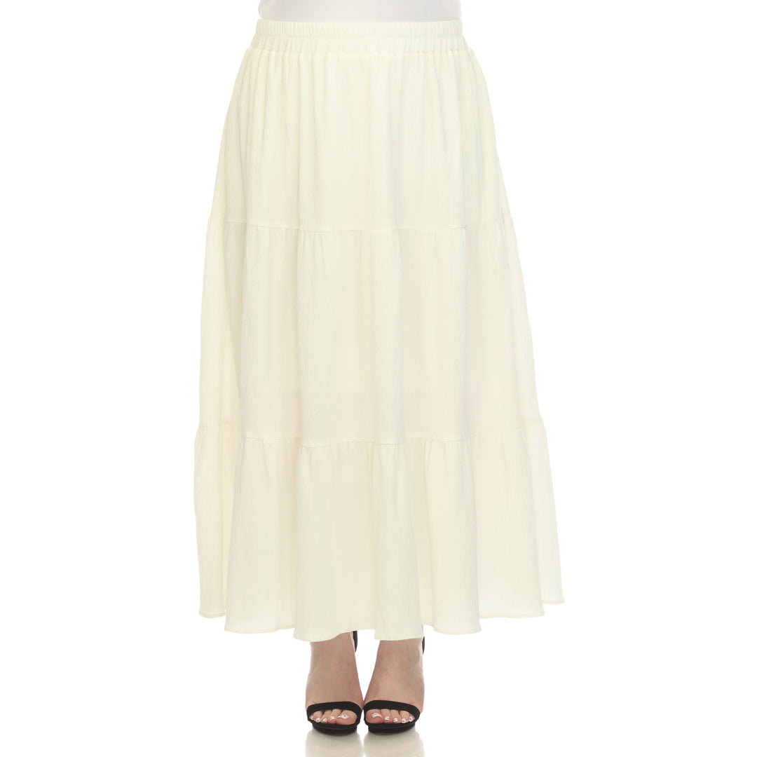 Plus Size Pleated Tiered Maxi Skirt