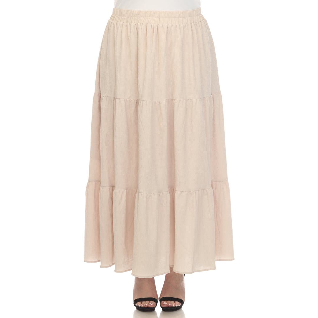 Plus Size Pleated Tiered Maxi Skirt