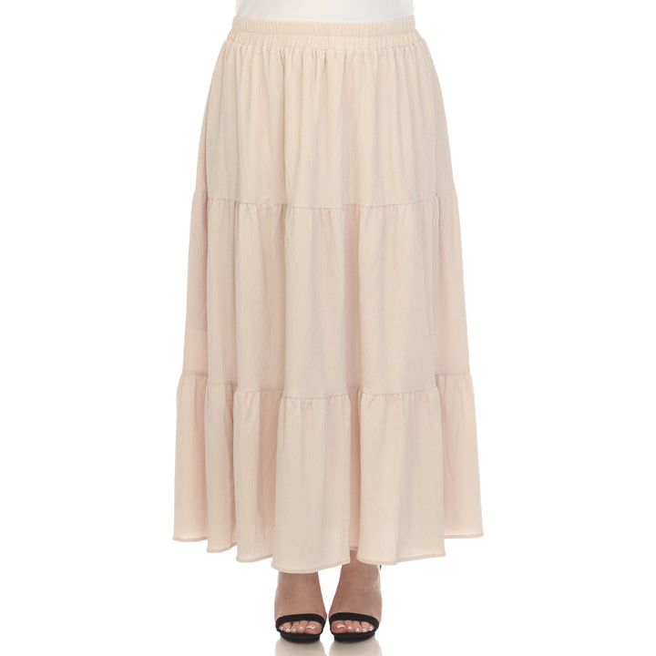 Plus Size Pleated Tiered Maxi Skirt