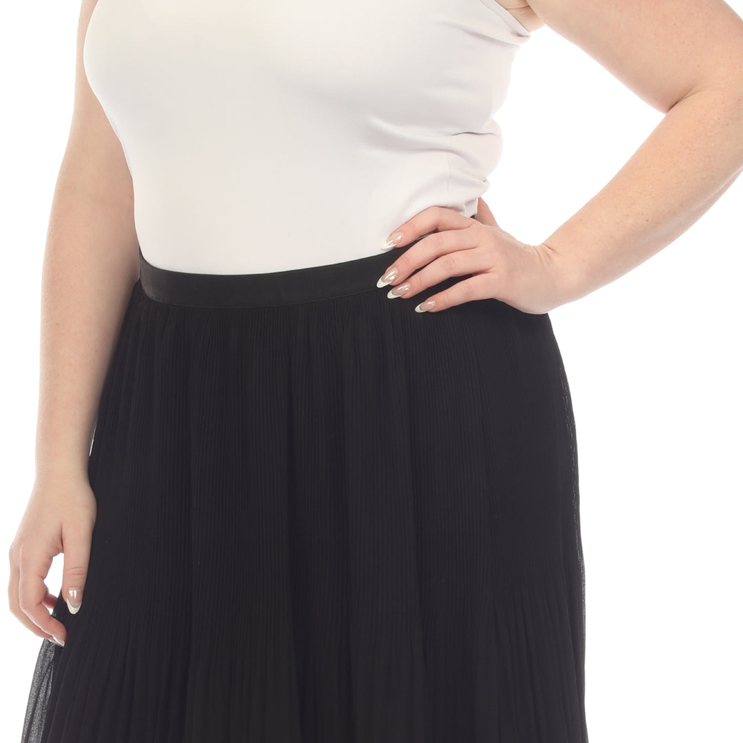 Plus Size Pleated Chiffon Midi Skirt