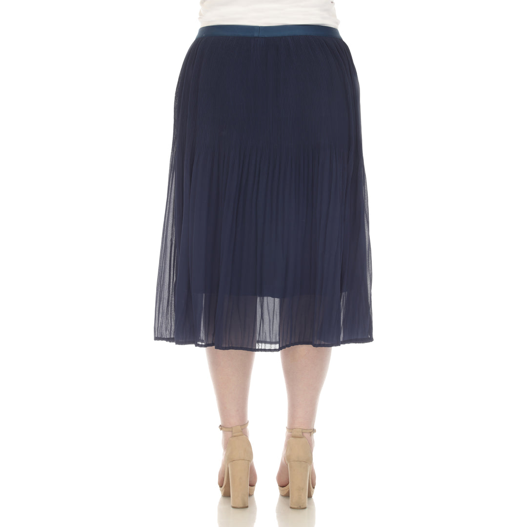 Plus Size Pleated Chiffon Midi Skirt