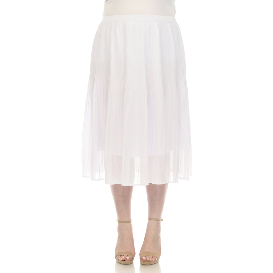 Plus Size Pleated Chiffon Midi Skirt