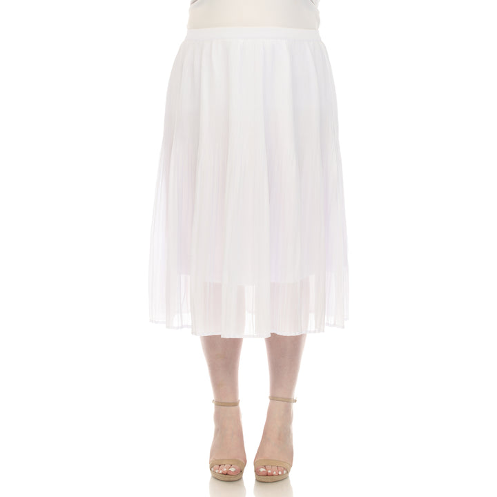 Plus Size Pleated Chiffon Midi Skirt